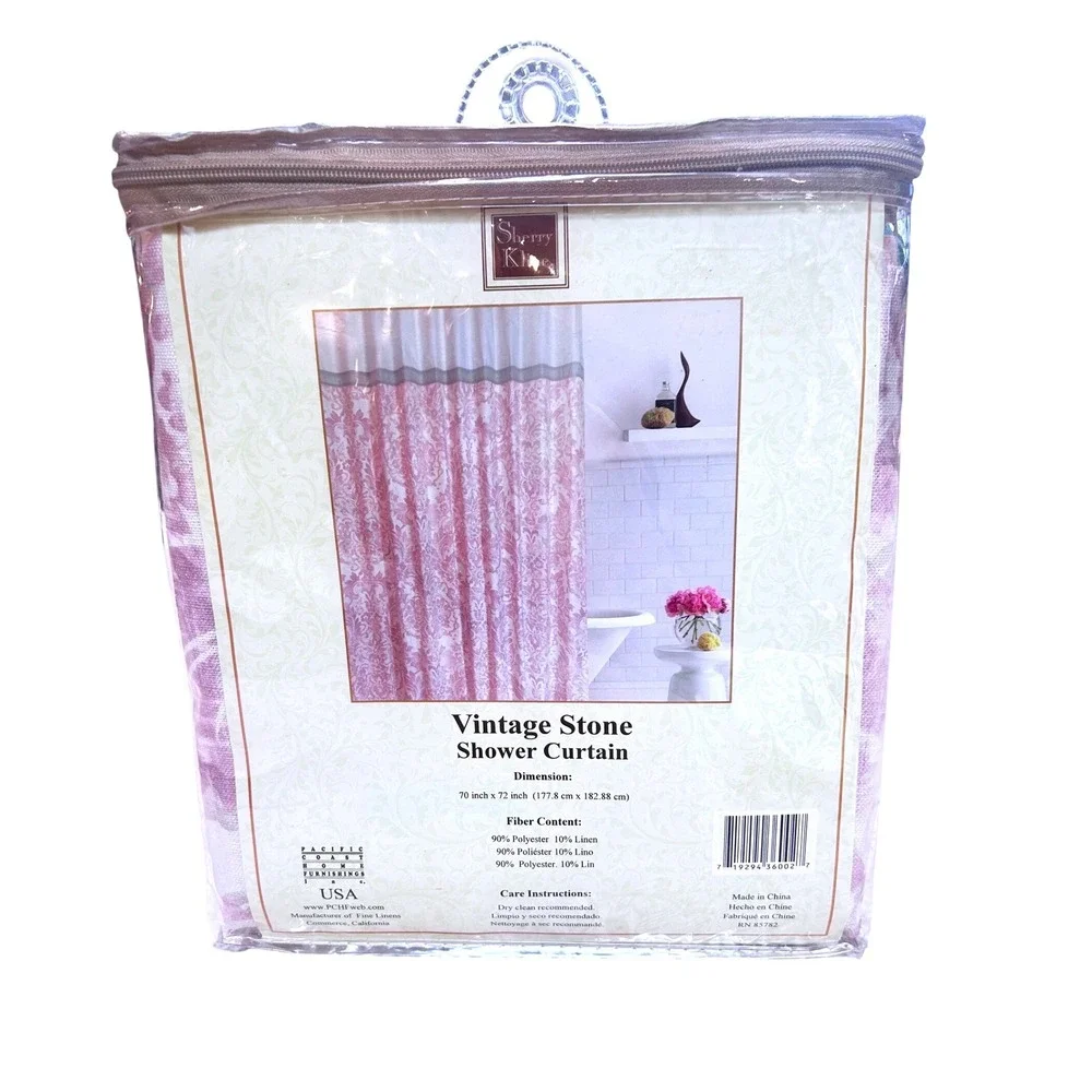 Sherry Kline Vintage‎ Stone Shower Curtain Rose Floral Damask 70x72 New